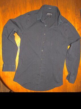 Men's S Extra Slim Fit Black Express 1MX Long Sleeve Button Up shirt